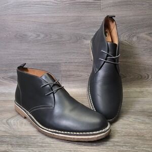 1901 Nordstrom Chukka Boots Mens 11M Black Ankle Leather Preppy‎ Minimalist